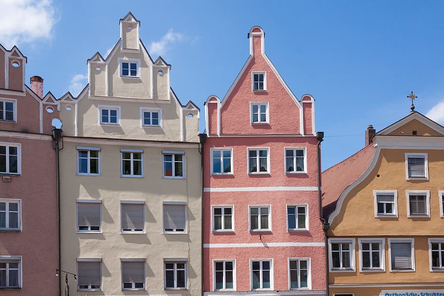 Facades Renaissance Landshut Bavaria Germany Sun Building Gable