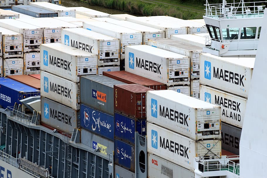 สต็อกของ Maersk intermodal container, คอนเทนเนอร์, เรือ, เรือบรรทุกสินค้า, ค่าขนส่ง, สินค้า, สินค้า, ชิปปิ้ง, การขนส่ง, วอลล์เปเปอร์ HD