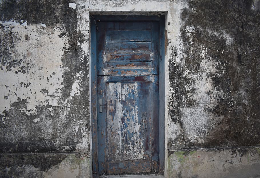 puerta, cerrado, vintage, puerta, entrada, de madera, arquitectura