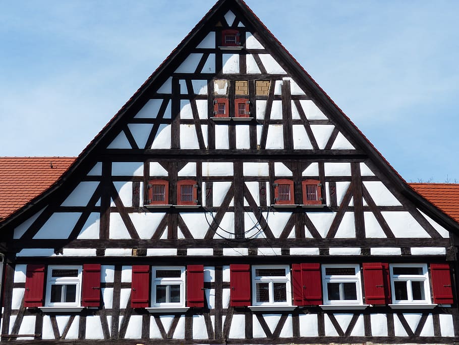 Home, fachwerkhaus, farmhouse, hof, farm, building, agriculture, rustic