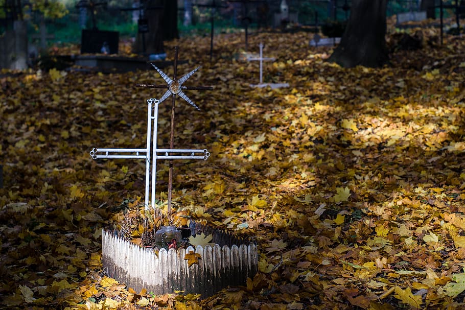 Cemetery, the tomb of, tombstone, cross, the grave of a child, old ...