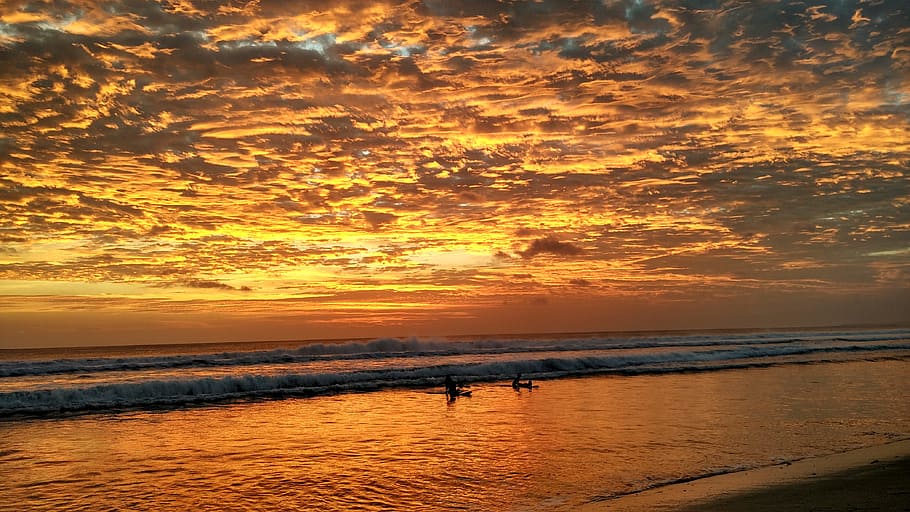พระอาทิตย์ตกสีส้มริมชายหาดบาหลีคูตาชายหาดพระอาทิตย์ตกท่อง, วอลล์เปเปอร์ HD