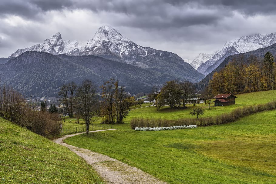 ภูเขาที่ปกคลุมไปด้วยหิมะ, ทาง, Watzmann, Berchtesgaden, Berchtesgaden alps, เทือกเขาแอลป์, ภูเขา, อุทยานแห่งชาติ Berchtesgaden, เทือกเขา, great watzmann, แผ่นดิน Berchtesgadener, อุทยานแห่งชาติ, ภูมิประเทศ, ธรรมชาติ, บาวาเรีย, บาวาเรียอัลป์, ต้นไม้, ป่า, การปีนเขา, ภาคใต้ของเยอรมนี , เดินป่า, สวย, วอลล์เปเปอร์ HD