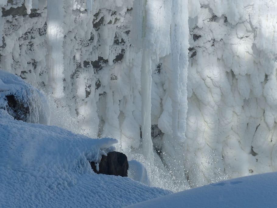 White snow, canim falls, british columbia, canada, frosted, canyon ...