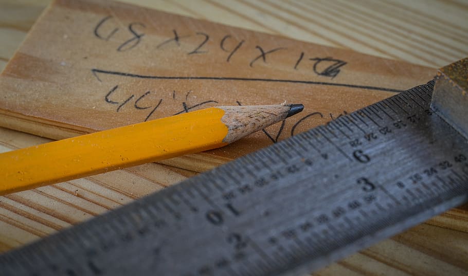 Pencil, ruler, woodworking, drawing, write, tool, wooden, supplies