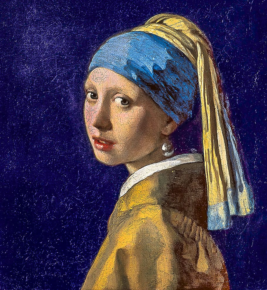 Girl with the pearl earring, restored fresco, quality digital ...