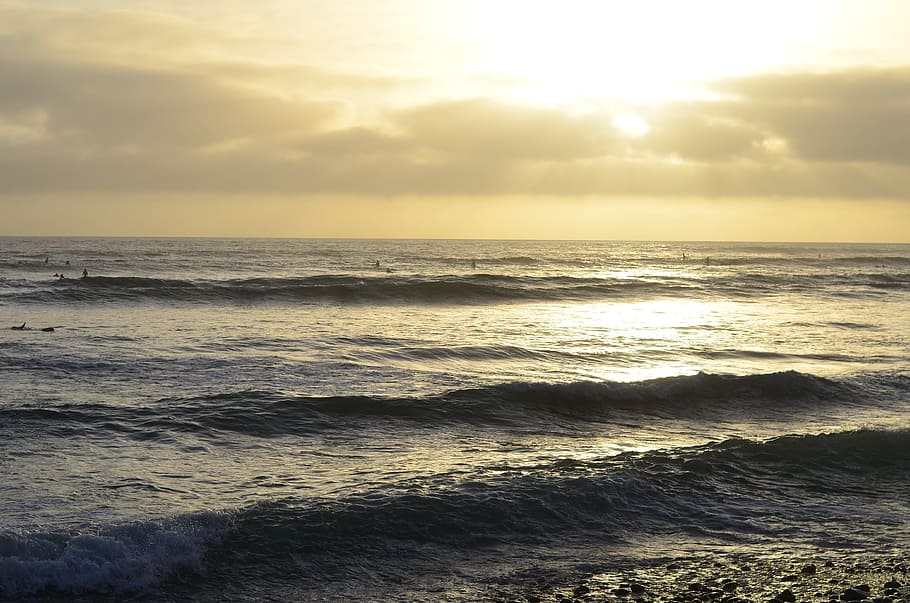 สหรัฐอเมริกาแคลิฟอร์เนียชายหาดแปซิฟิกทะเลพระอาทิตย์ตกเมฆ, วอลล์เปเปอร์ HD