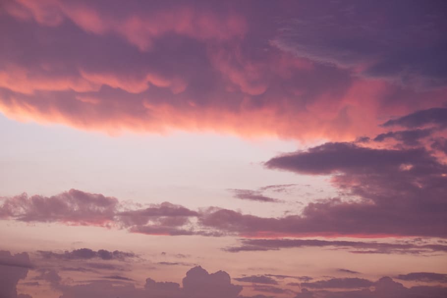 ทิวทัศน์พระอาทิตย์ตกที่มีเมฆมากสีชมพูท้องฟ้าพระอาทิตย์ตกเมฆธรรมชาติ, วอลล์เปเปอร์ HD