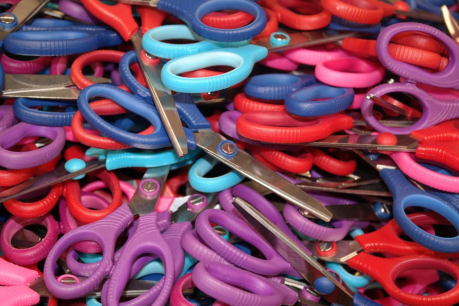 Scissors lot, scissors, school, accessories, colorful, cut, tools ...