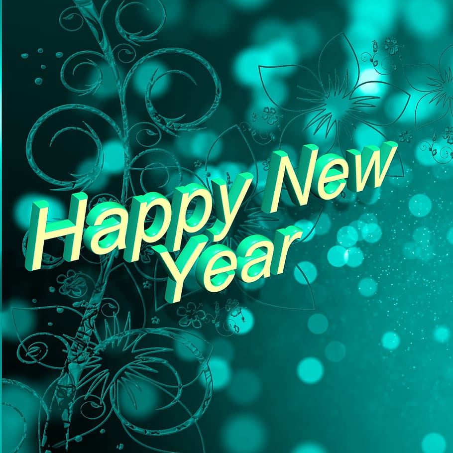 blue background with Happy New Year text overlay, font, lettering, happy new year, new year's day, turn of the year, new year's eve, new beginning, year, annual financial statements, sylvester, text, HD wallpaper