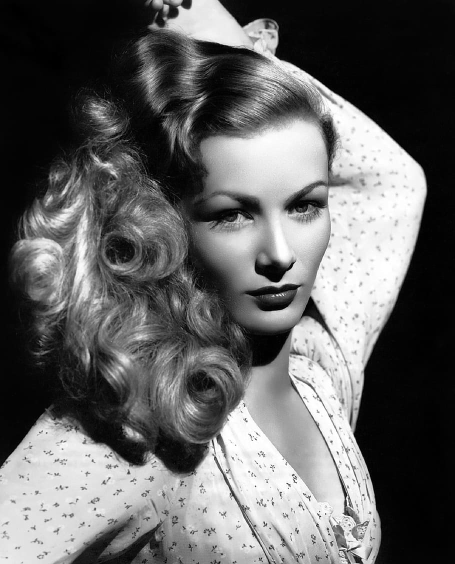 grayscale of woman raising her left hand, veronica lake, actress, vintage, movies, motion pictures, monochrome, black and white, pictures, cinema, hollywood, HD wallpaper