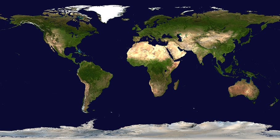 world map illustration, earth, nasa, map, day, ocean, ice, HD wallpaper