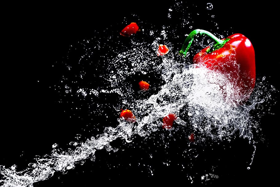 Red Chili Splash With Water Water Water Splashes High Speed Paprika