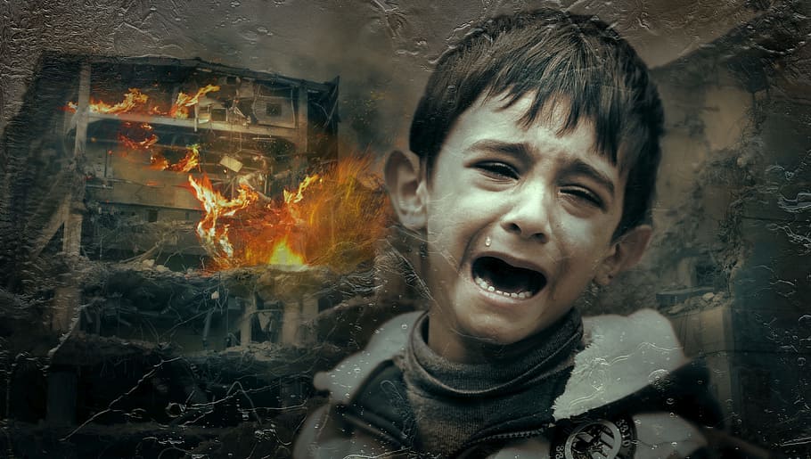 crying boy in gray zip-up jacket wallpaper, war, child, suffering, destruction, loss, victims, misery, not, cry, help, crisis, emotions, pain, despair, psyche, fear, dramatic, anxious, unhappy, sadness, feelings, alone, lonely, face, composing, exhausted, boy, turn away, hopeless, drama, burn, home, broken, HD wallpaper