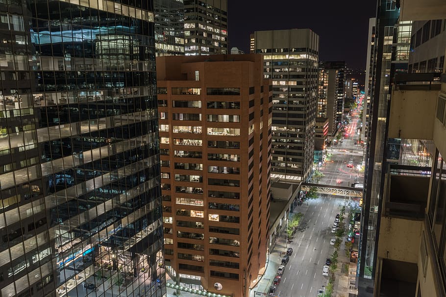 Structural photo of high rise buildings, Calgary, Canada, Skyscraper ...