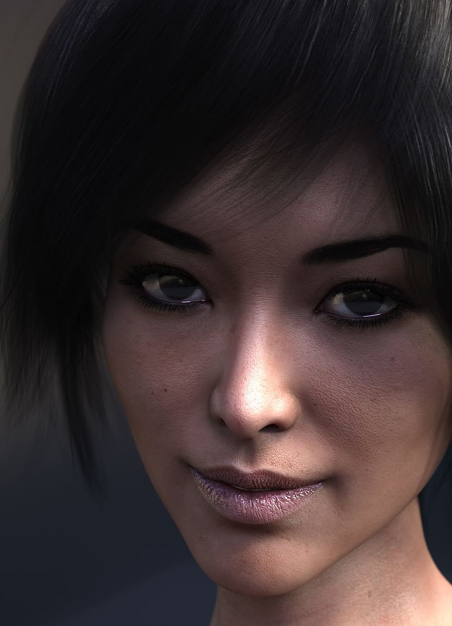 3D, Rendering, Computer Graphics, render, 3d, rendering, human, woman, face, portrait, female, one woman only, only women, looking at camera, one young woman only, serious, HD wallpaper