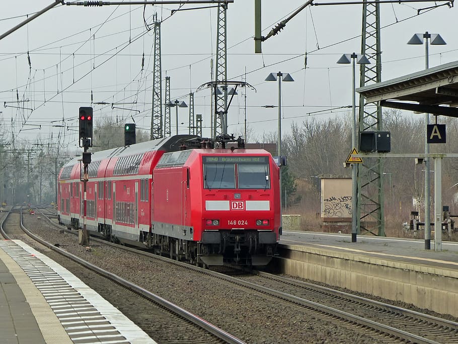 Db, Deutsche Bahn, รถไฟ, Br146, หัวรถจักรไฟฟ้า, สายหลัก, Regional-express, รางรถไฟ, แฟลต, ทางราบ, รถไฟในภูมิภาค, doppelstockzug, รางรถไฟ, รถไฟ - ยานพาหนะ, ชานชาลาสถานีรถไฟ, การขนส่งสาธารณะ, การขนส่งทางรถไฟ, การขนส่ง, วอลล์เปเปอร์ HD
