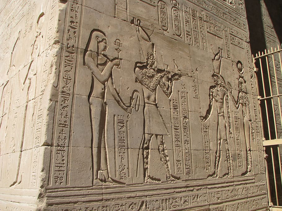 โครงสร้างอียิปต์โบราณโบราณอียิปต์ edfu วัดอักษรอียิปต์โบราณแกะสลัก, วอลล์เปเปอร์ HD