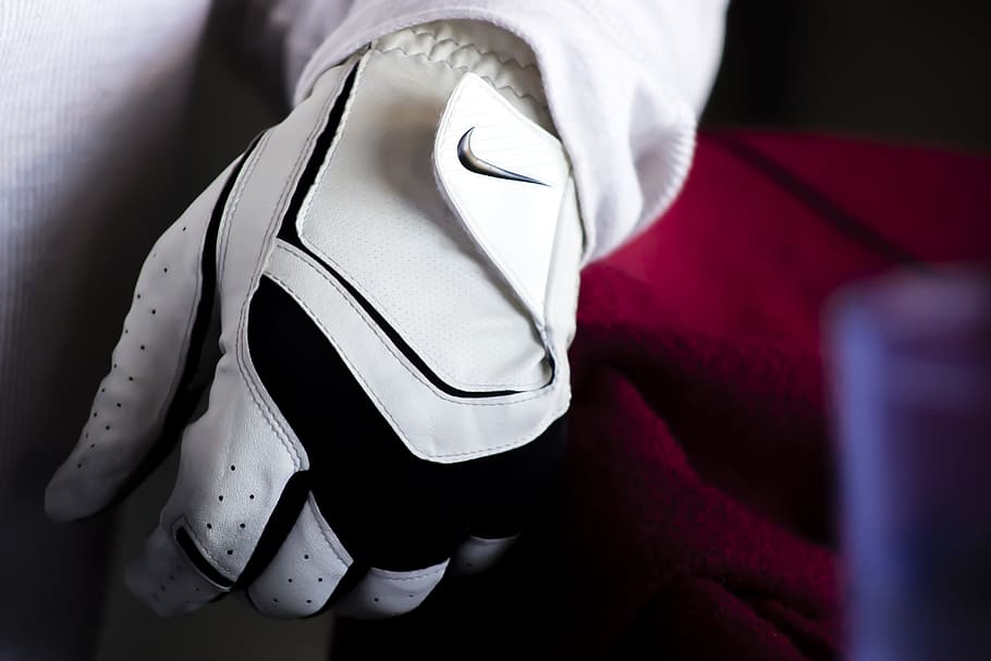 Person Wearing White And Black Nike Leather Glove, fashion, glove, gloves, hand, man, nike, wear, royalty  images, HD wallpaper