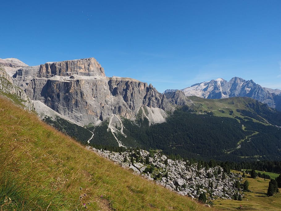 Rocky mountain, piz boè, sass pordoi, sella massif, dolomites, alpine ...