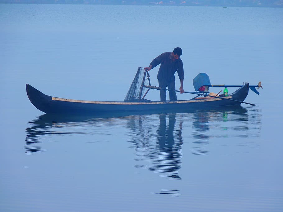 Fischer, boot, fishing, fish, catch fish, man, india, kerala, HD ...